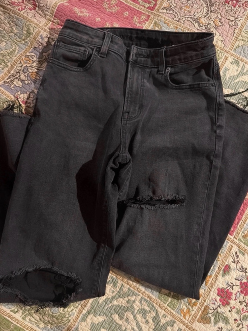 American Eagle Outfitters Black Skinny Jeans with Distressed Knees